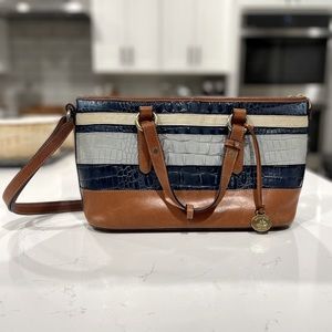 Vintage Brahmin leather purse tan and blue